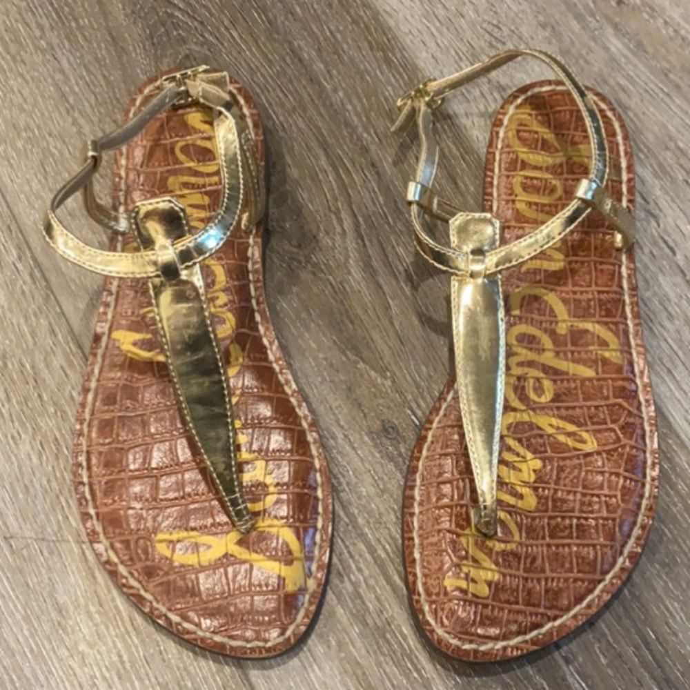 Sam Edelman gold thong flat sandals
